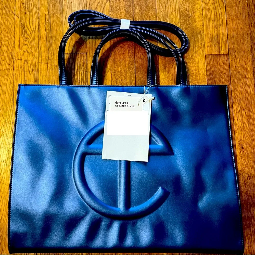 Telfar NWT Large Cobalt Shopping Bag - Picture 1 of 4